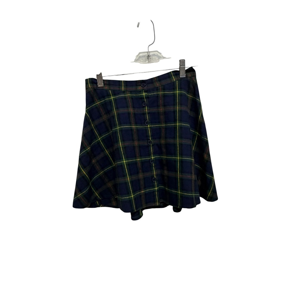 Gypsy Warrior Plaid Pull On Skirt Small Tartan Button Front Grunge Y2K
